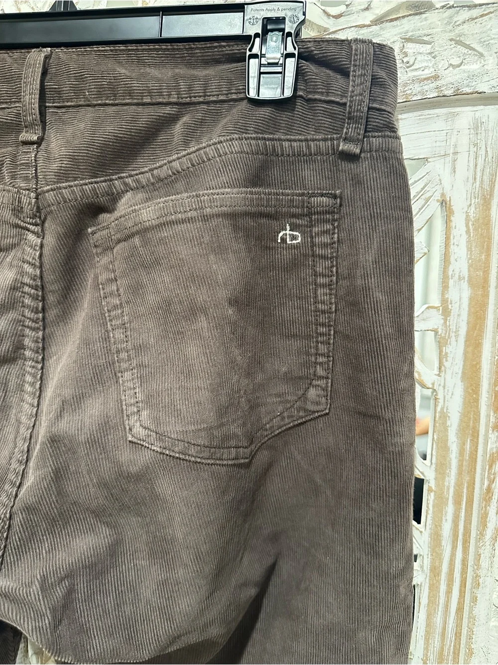 rag & bone Men's Charcoal Corduroy Slim Trousers